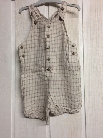 Salopette short lin - Grain de blé - 12m