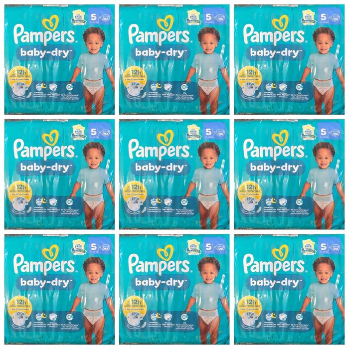Lot de 234 Couches Pampers Baby Dry 11-16 kg Taille 5 Neuf