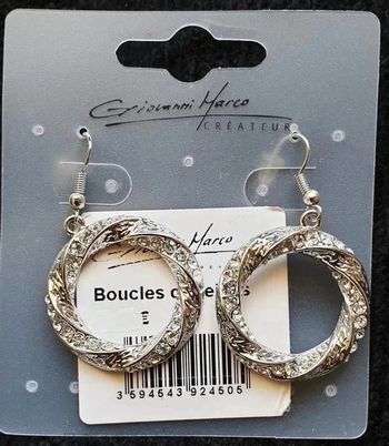 NEUF ! Boucles d'oreilles Anneaux Strass- Giovanni Marco