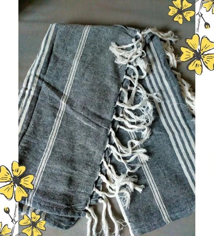 Fouta rayée noir et blanc – 100% coton