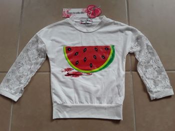 T-shirt ML blanc fille 4 ans neuf