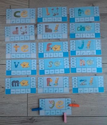 3 costumes des alphas. Cartes à pince : je lis les syllabes avec les alphas