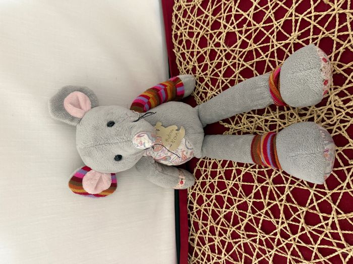 Doudou souris grise fleurs HISTOIRE D'OURS - photo numéro 4
