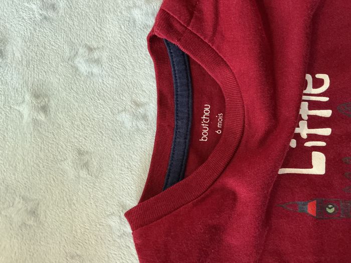 teeshirt manches longues bordeaux dessin et inscription devant 6 mois bout'chou - photo numéro 8