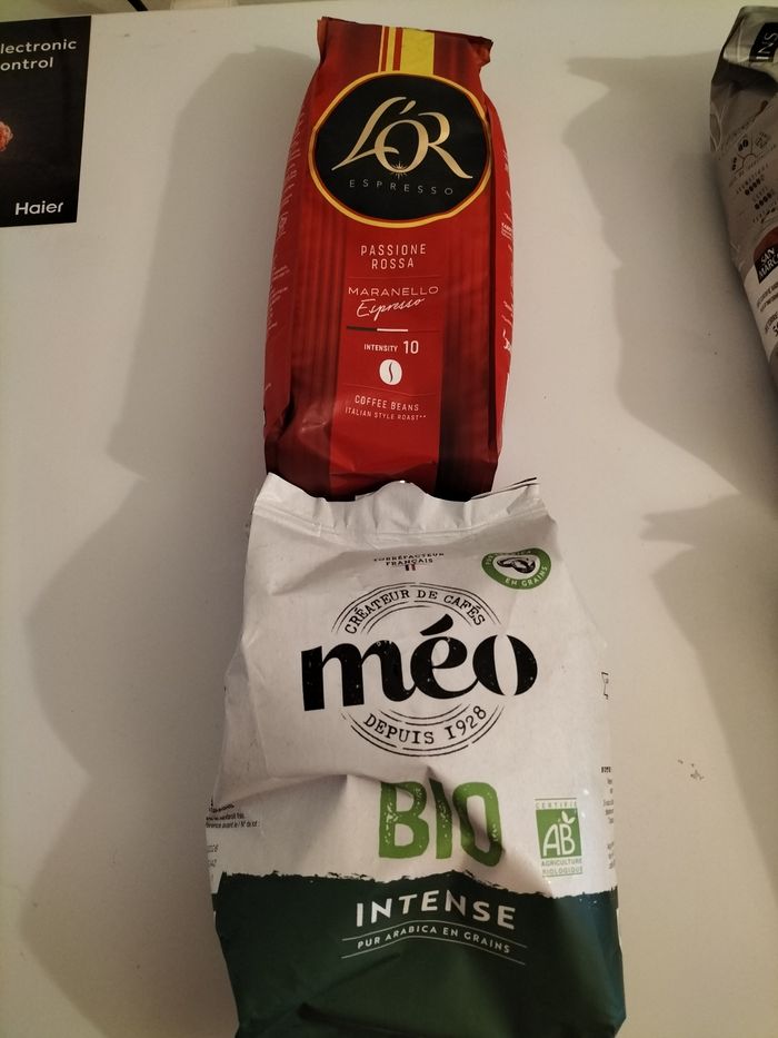 Café en grains l'or et méo bio 1 kg au total à 15€