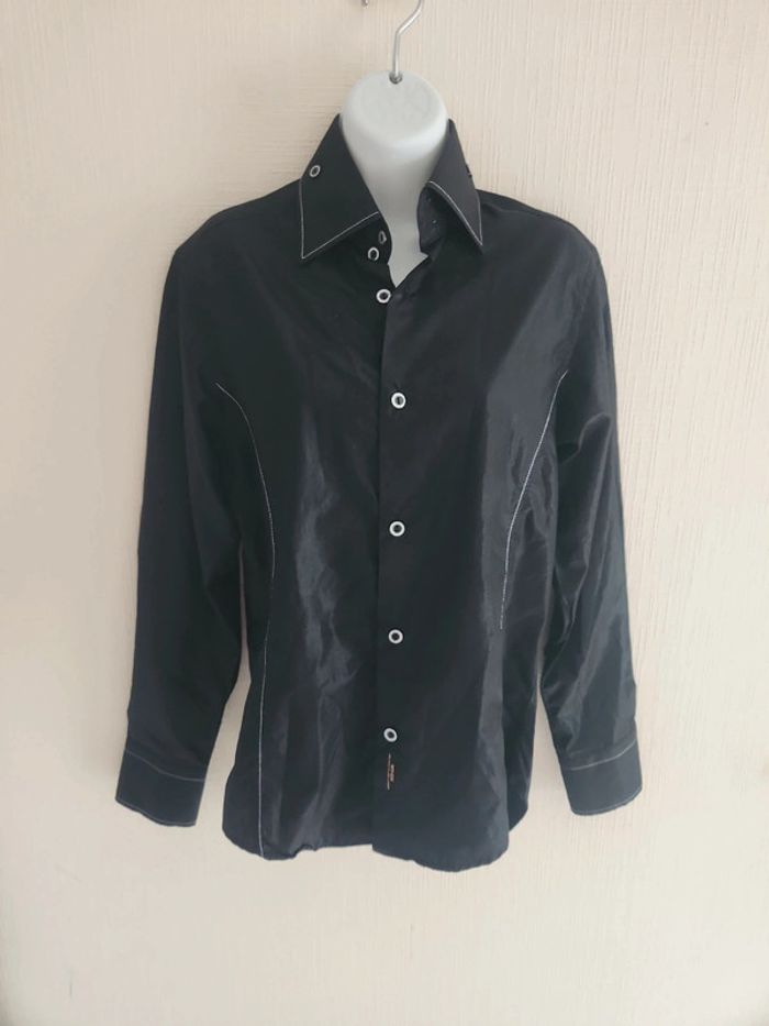 Chemise manches longues noire effet brillant M'rode S - photo numéro 2