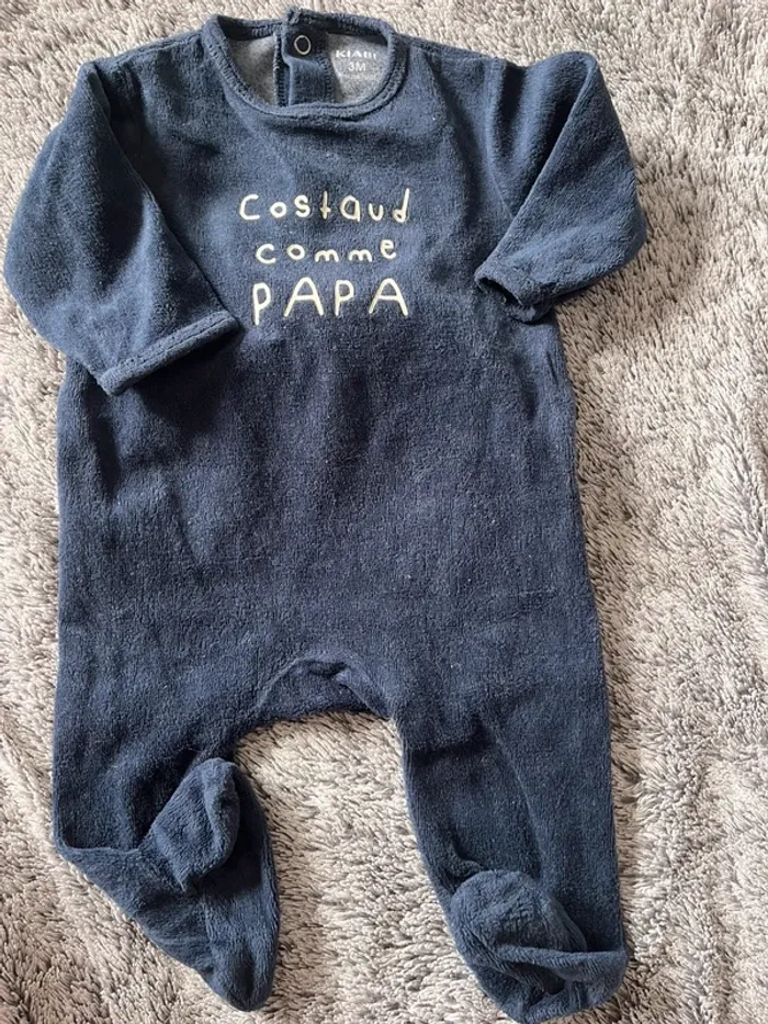 Lot pyjama grenouillère 3 mois velours - photo numéro 7