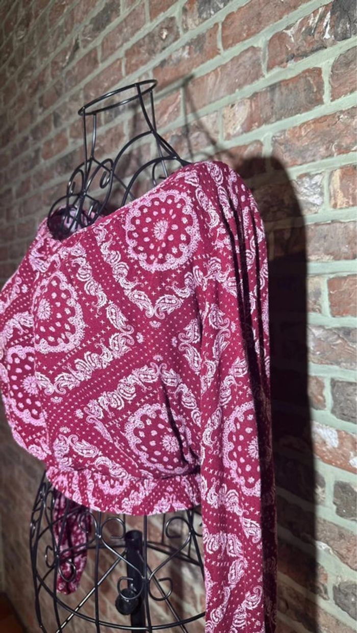 Haut manches longues bordeaux et blanc à perles H&M Taille S / 36 - photo numéro 11