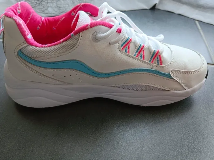 Baskets Champion P36 blanche bleue rose lacets - photo numéro 15