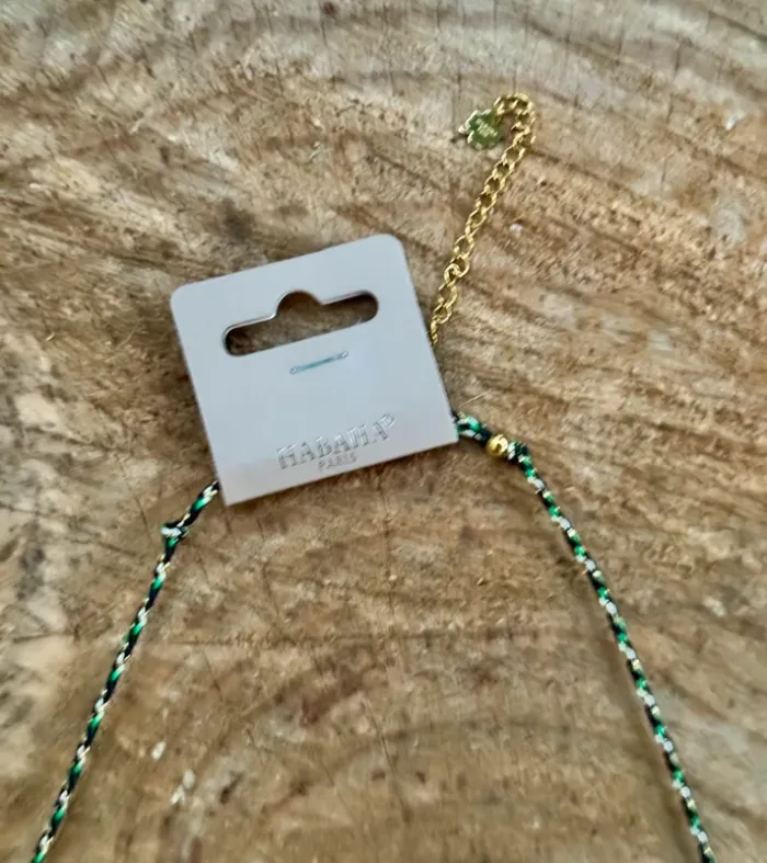 Collier cordons tressés habaha Paris  perles naturelles poisson corne trèfle grigri cœur - photo numéro 10