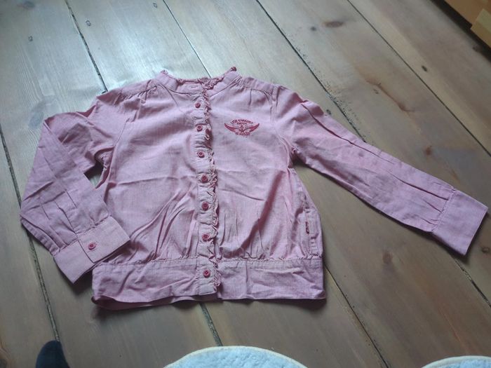 Chemise chemisier levis fille 5 ans rose col montant côtelé comme neuf