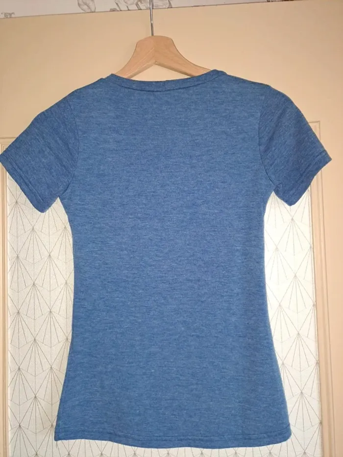 T-shirt fille bleu moucheté 14 ans tbe marque coupée - photo numéro 8