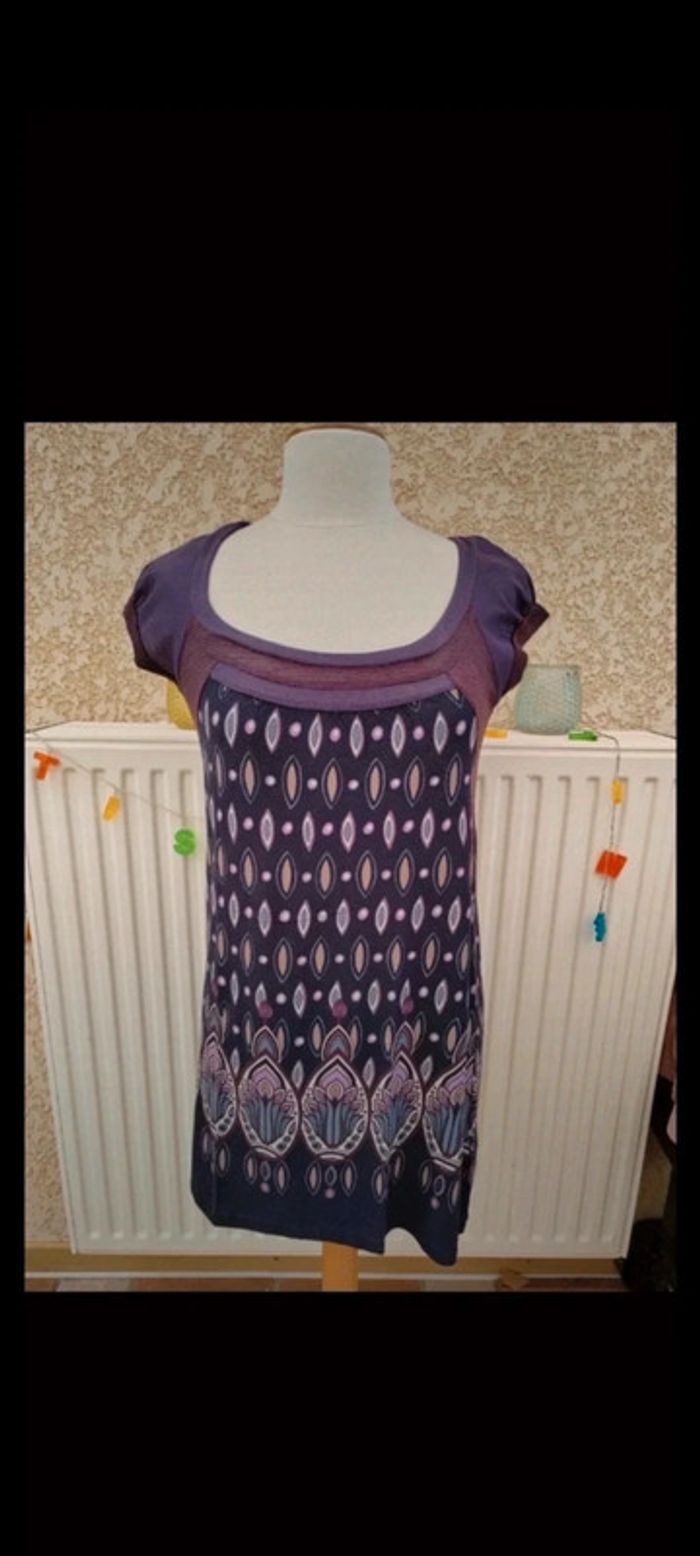 👗Robe à motifs violine T 40 Promod