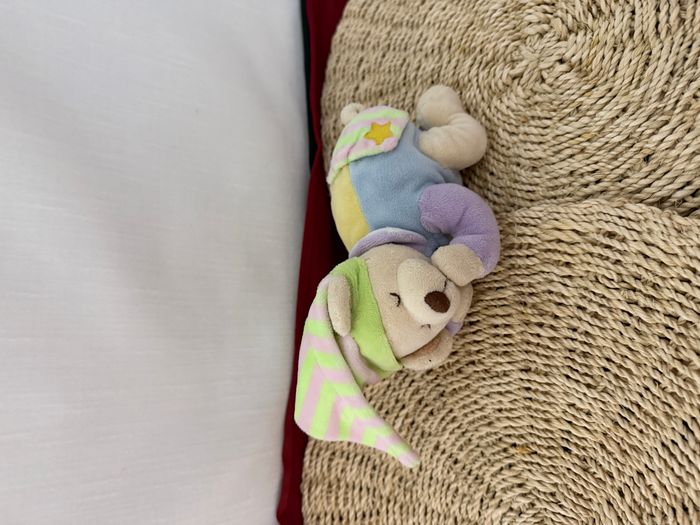 Doudou musical souris mauve vert jaune bleu CMP - photo numéro 5