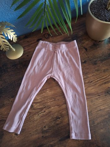 Leggings rose poudré côtelé