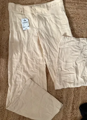 Pantalon Large Été NN Crème / Lin Mélangé - Neuf !