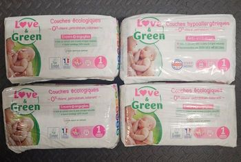 4 paquets de couches love and green taille 1