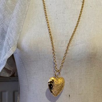 Collier sautoir long chaîne épaisse réglable cœur bombé xl travaillé habaha Paris ´