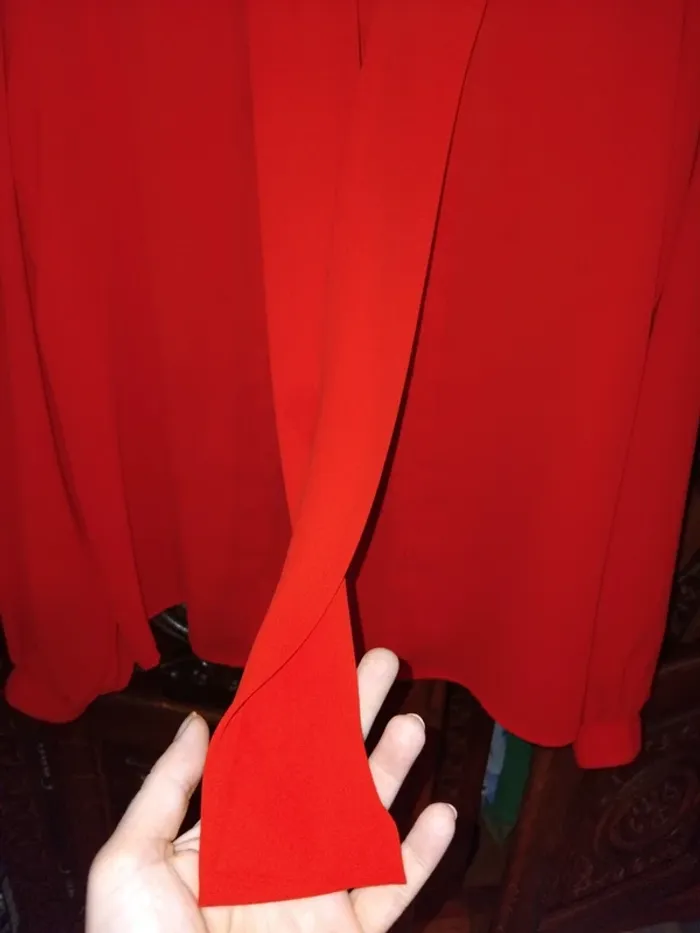 Chemisier rouge vintage col lavallière - photo numéro 4