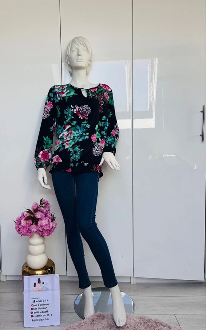 blouse  manches longues fleurie - photo numéro 2