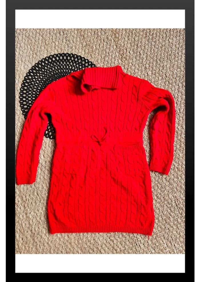 Robe pull maille rouge