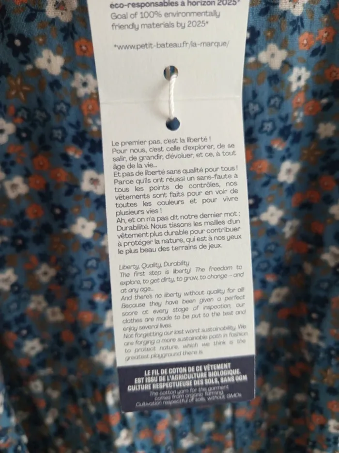 Jolie blouse fleurie Liberty Petit Bateau 10 ans neuve avec étiquette - photo numéro 6