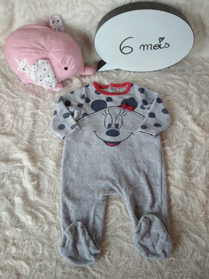 Pyjama grenouillère velours Fille 6 mois Minnie Disney Baby