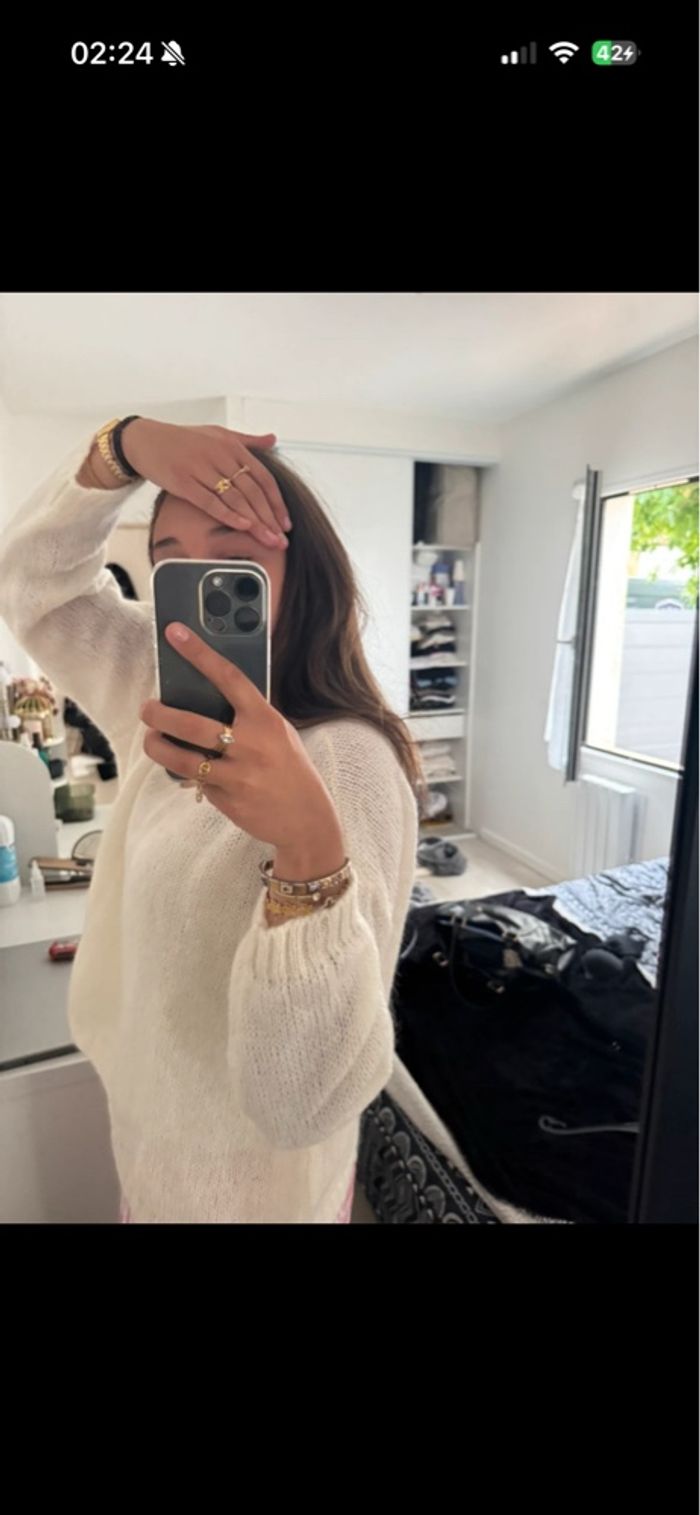 Pull blanc en maille boutique île de ré – coupe loose & féminin - photo numéro 6