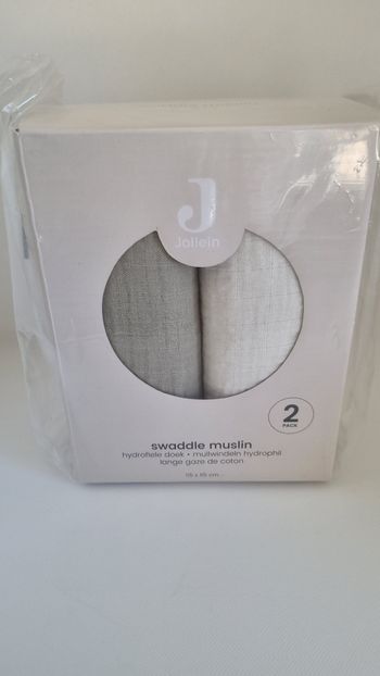 Lot de 2 maxi-langes en gaze de coton 115x115cm Olive Green/ Ivory - Jollein neuf