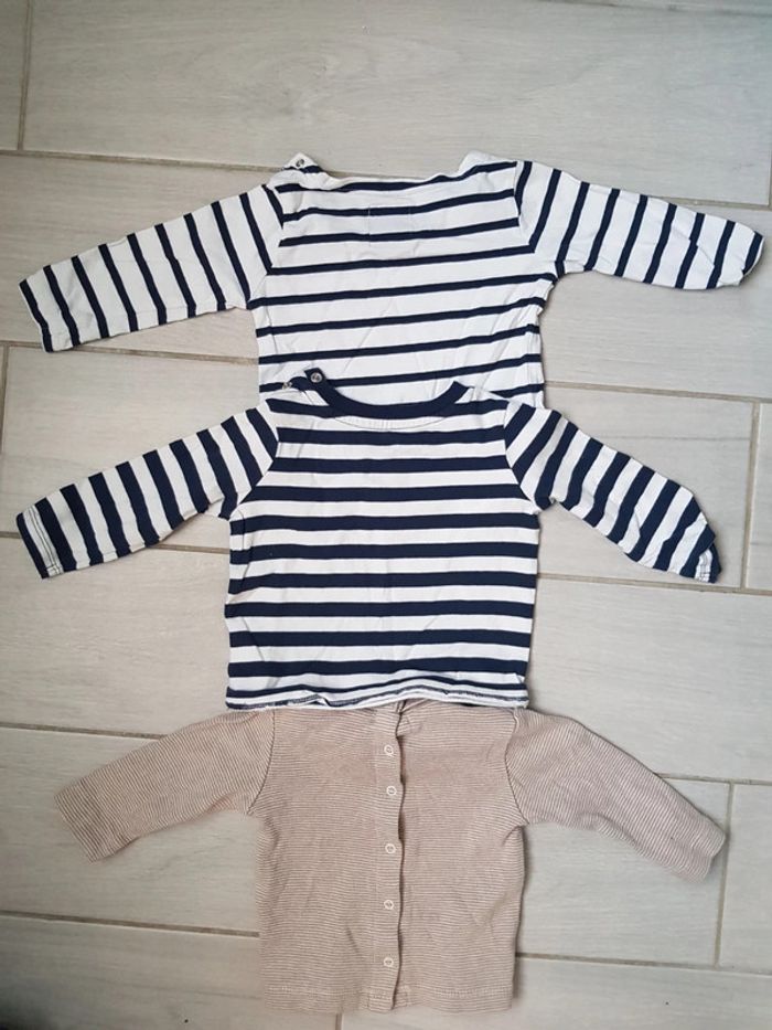 Lot tshirts chaud manches longues mariniere 6mois - photo numéro 5