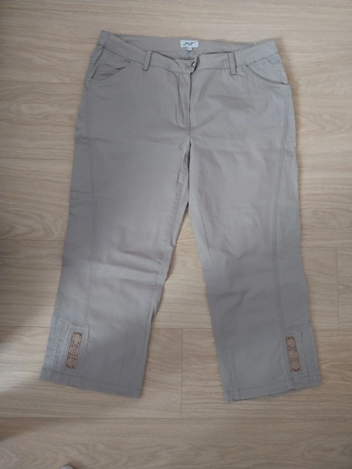 Pantacourt femme beige