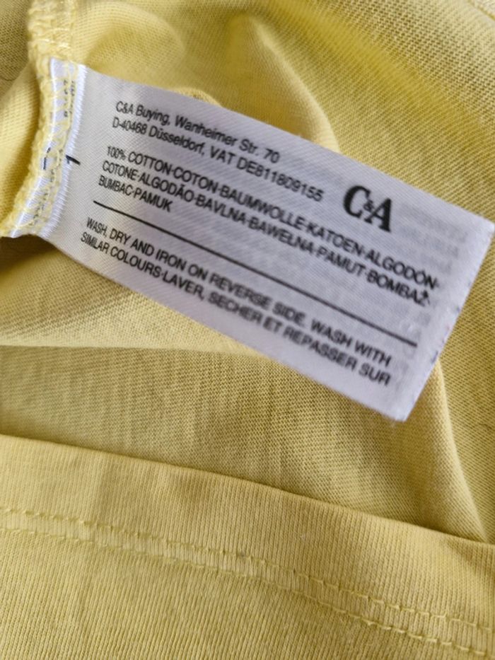T-shirt manches courtes mixte 3 ans C&A jaune crocodile bleu coton - photo numéro 5