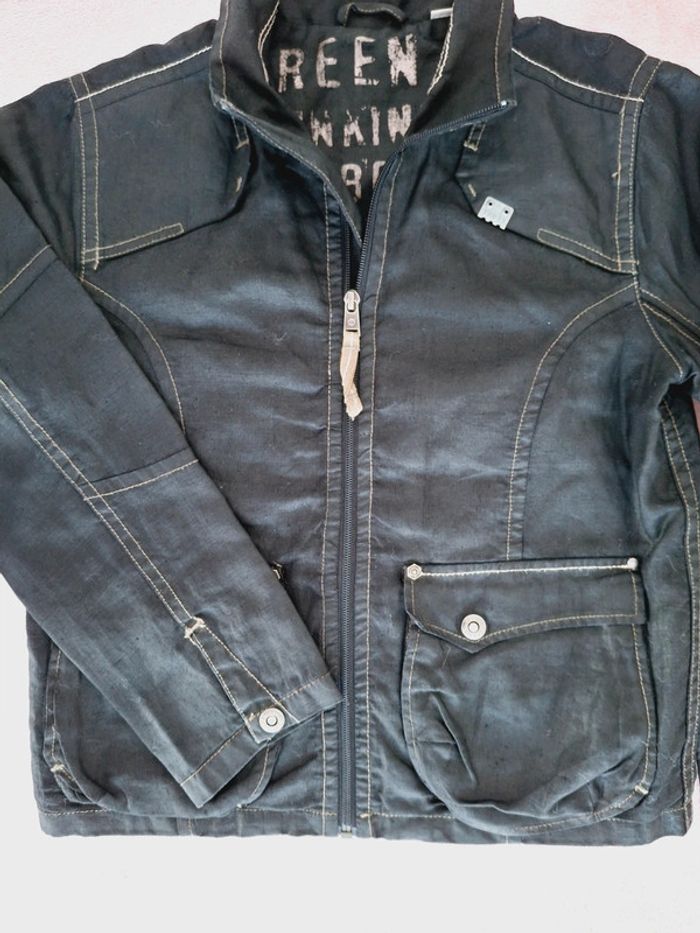 Blouson veste zippée noire en lin ciré Timberland 10 ans - photo numéro 3