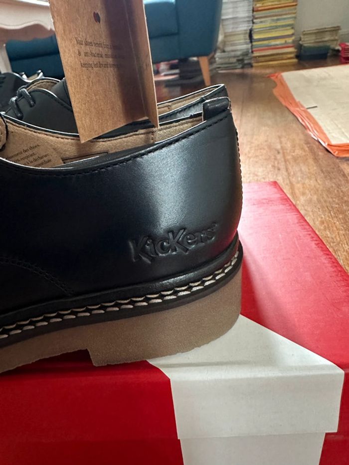 NEUF Kickers Chaussures cérémonie derbies Oxfork Oxford cuir noir semelle 3cm pointure 36 - photo numéro 3