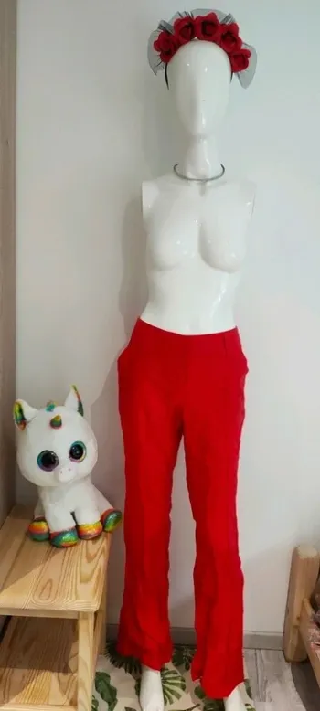 Pantalon en lin, rouge vif, neuf
