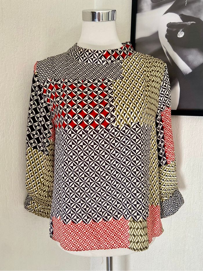 Blouse à manches 3/4 patchwork Zara TS comme neuve - photo numéro 2