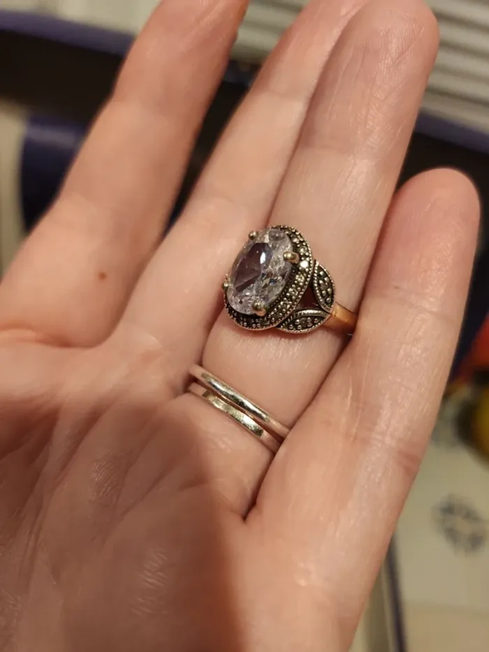 Bague en quartz blanc et argent 925 taille 50 - photo numéro 4