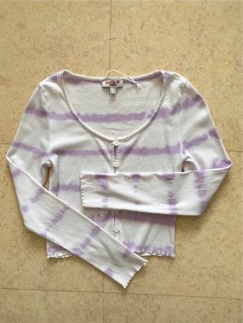 Cardigan tie & dye blanc, lilas printemps/été
