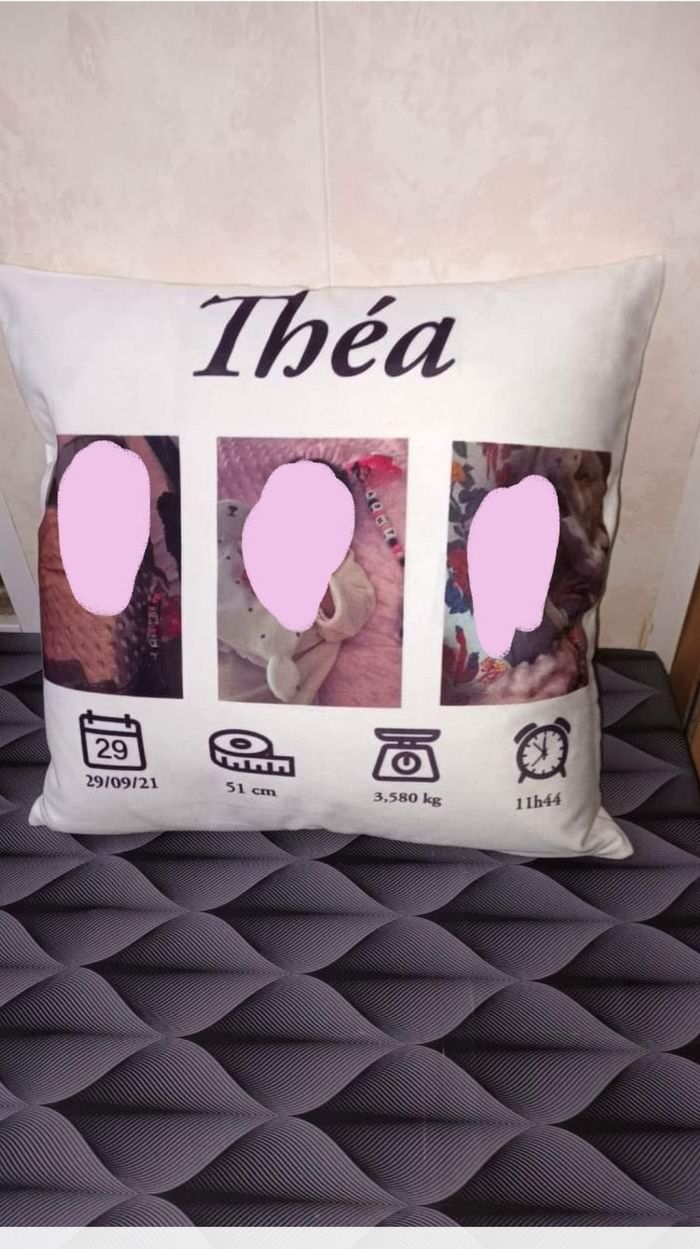 Oreiller naissance personnalisé
