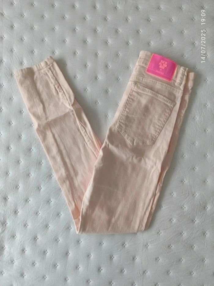 Pantalón pitillo de tiro alto rosa claro - photo numéro 4