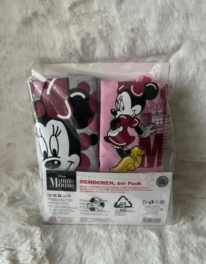 Lot 2 débardeurs, Tshirts, maillots de corps Minnie Mousse Disney 7/8 ans - photo numéro 2