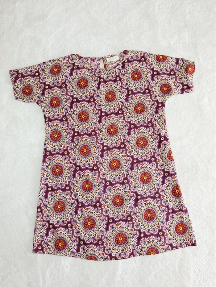 Robe Lara Ethnics neuve violet avec mandala multicolore légère et fluide made in France - photo numéro 4