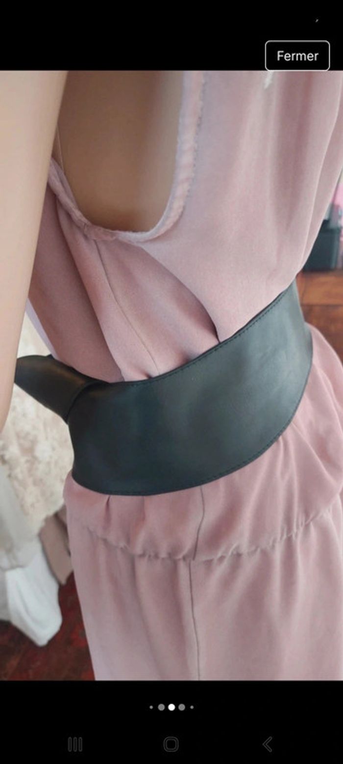 Ceinture large en cuir noir Flora Fleur 80cm - photo numéro 6