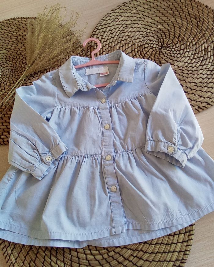 Chemise bleu clair manches longues Zara taille 18/24 mois