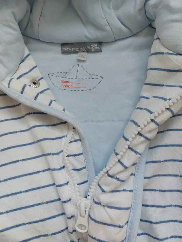 Veste lignée à capuche + bonnet mi-saison Mon premier major 12M - photo numéro 4