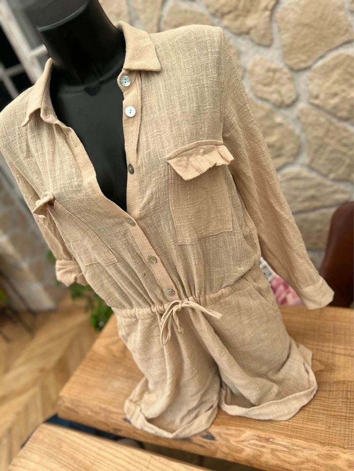 Combinaison short Combishort été lin neuf étiqueté saharienne - photo numéro 3