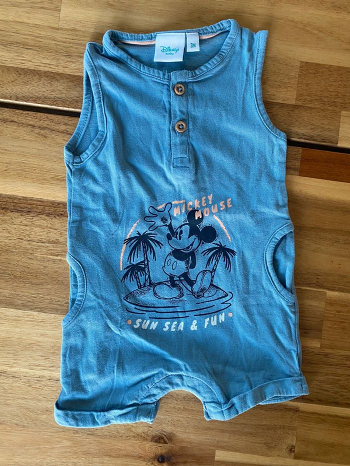 Combishort bleu Mickey 3 mois
