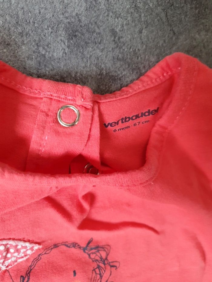 Lot 3 t-shirts bébé fille 6 mois peu porté - photo numéro 12