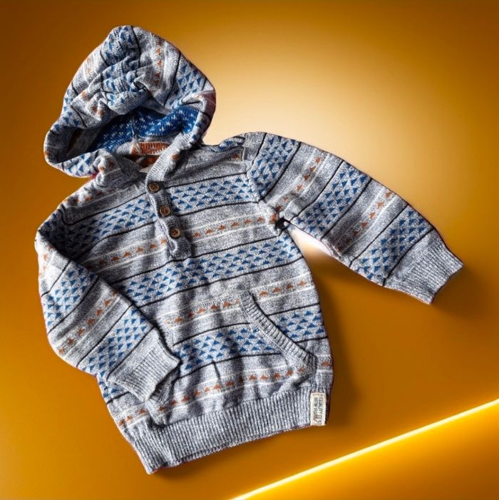 Superbe pull jaquart à capuche