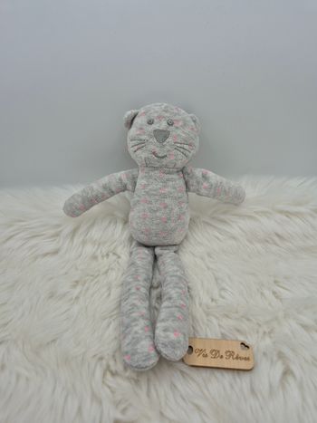 Doudou peluche Chat Étoiles gris rose Bout'chou